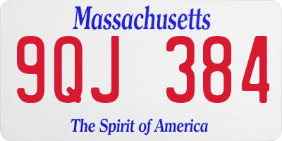 MA license plate 9QJ384
