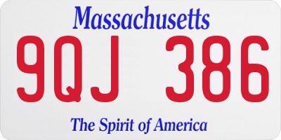MA license plate 9QJ386