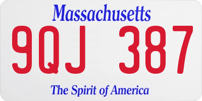 MA license plate 9QJ387