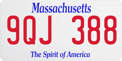 MA license plate 9QJ388