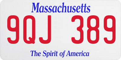 MA license plate 9QJ389