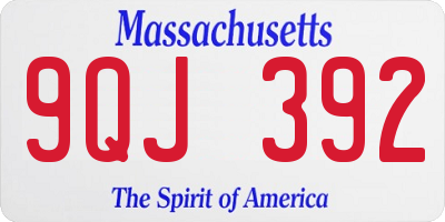 MA license plate 9QJ392