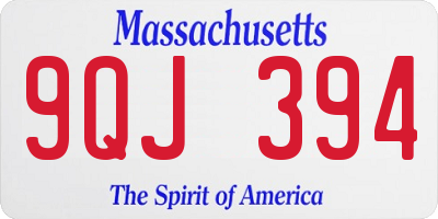 MA license plate 9QJ394