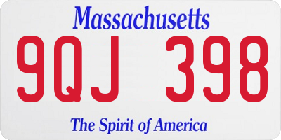 MA license plate 9QJ398