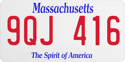 MA license plate 9QJ416