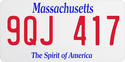 MA license plate 9QJ417