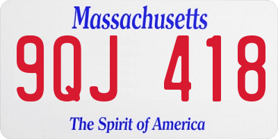 MA license plate 9QJ418