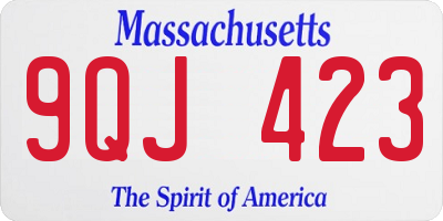 MA license plate 9QJ423