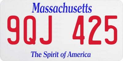 MA license plate 9QJ425
