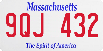 MA license plate 9QJ432