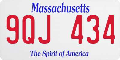 MA license plate 9QJ434