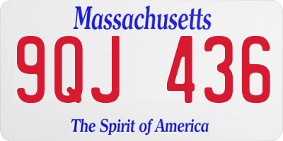MA license plate 9QJ436