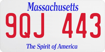 MA license plate 9QJ443