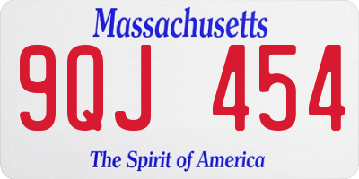 MA license plate 9QJ454