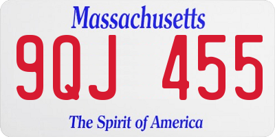 MA license plate 9QJ455