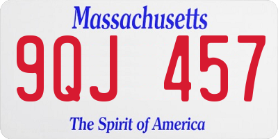 MA license plate 9QJ457