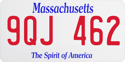 MA license plate 9QJ462