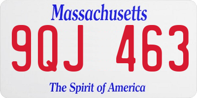 MA license plate 9QJ463