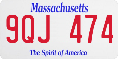 MA license plate 9QJ474