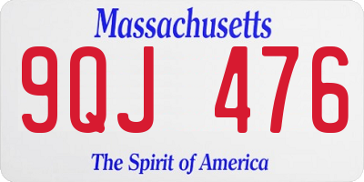 MA license plate 9QJ476