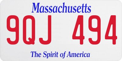 MA license plate 9QJ494