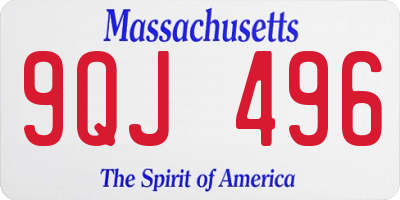 MA license plate 9QJ496