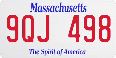 MA license plate 9QJ498