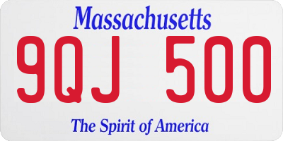 MA license plate 9QJ500
