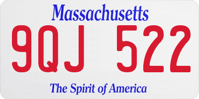 MA license plate 9QJ522