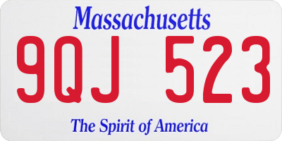 MA license plate 9QJ523