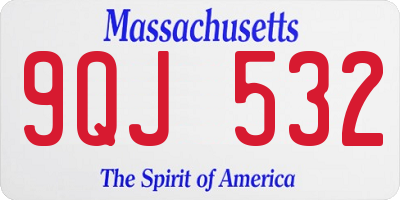 MA license plate 9QJ532