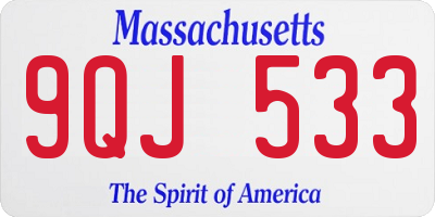 MA license plate 9QJ533