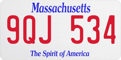 MA license plate 9QJ534