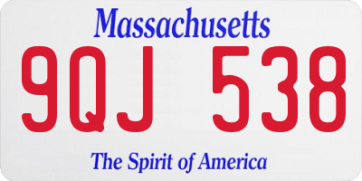 MA license plate 9QJ538