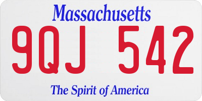 MA license plate 9QJ542