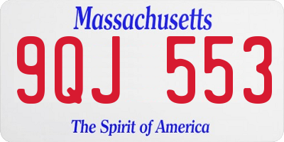 MA license plate 9QJ553