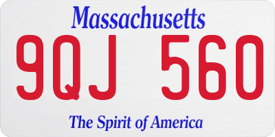 MA license plate 9QJ560
