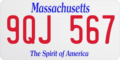 MA license plate 9QJ567