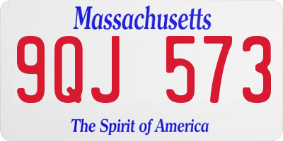 MA license plate 9QJ573