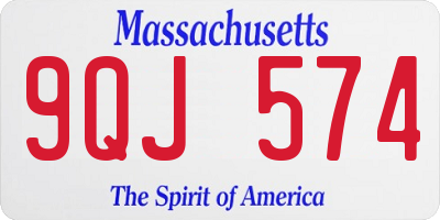 MA license plate 9QJ574