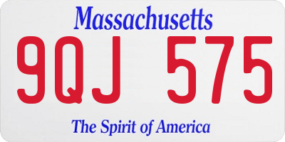 MA license plate 9QJ575