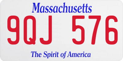 MA license plate 9QJ576