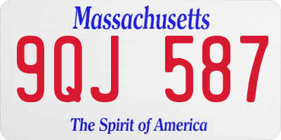 MA license plate 9QJ587