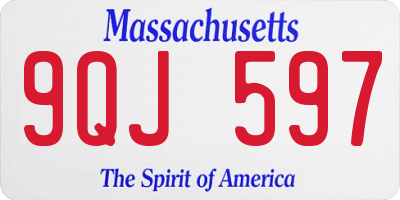 MA license plate 9QJ597