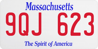 MA license plate 9QJ623