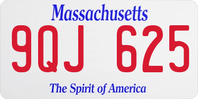 MA license plate 9QJ625