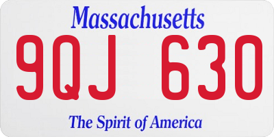 MA license plate 9QJ630