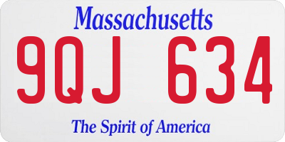 MA license plate 9QJ634