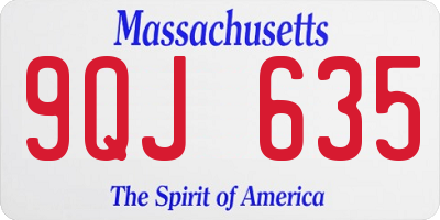 MA license plate 9QJ635