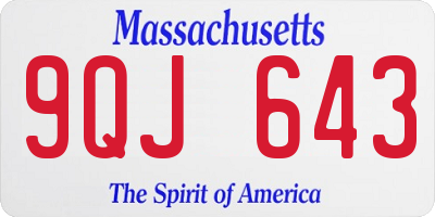 MA license plate 9QJ643